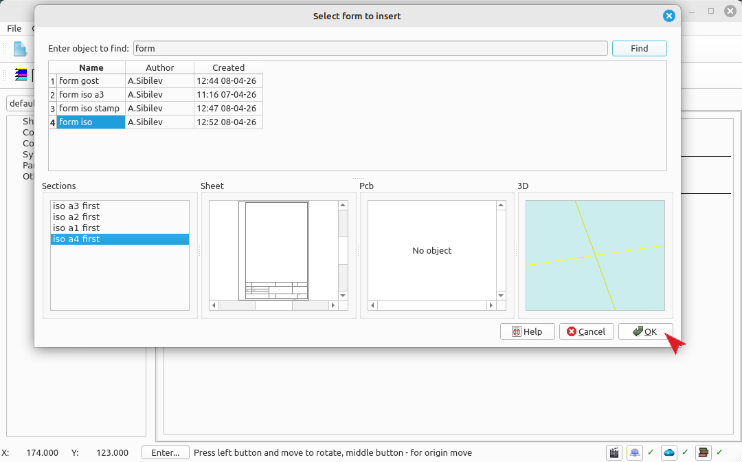 Completing the schematic formatting selection