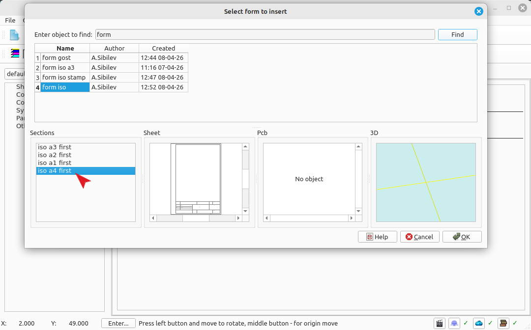 Selecting the schematic formatting option