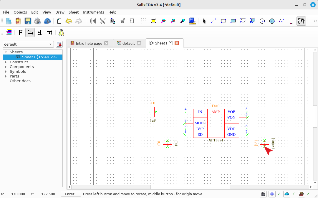Inserting the third instance of the capacitor