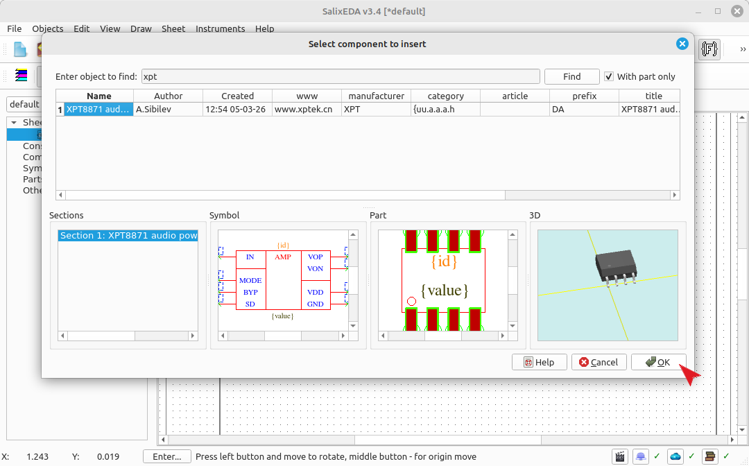Completing component selection