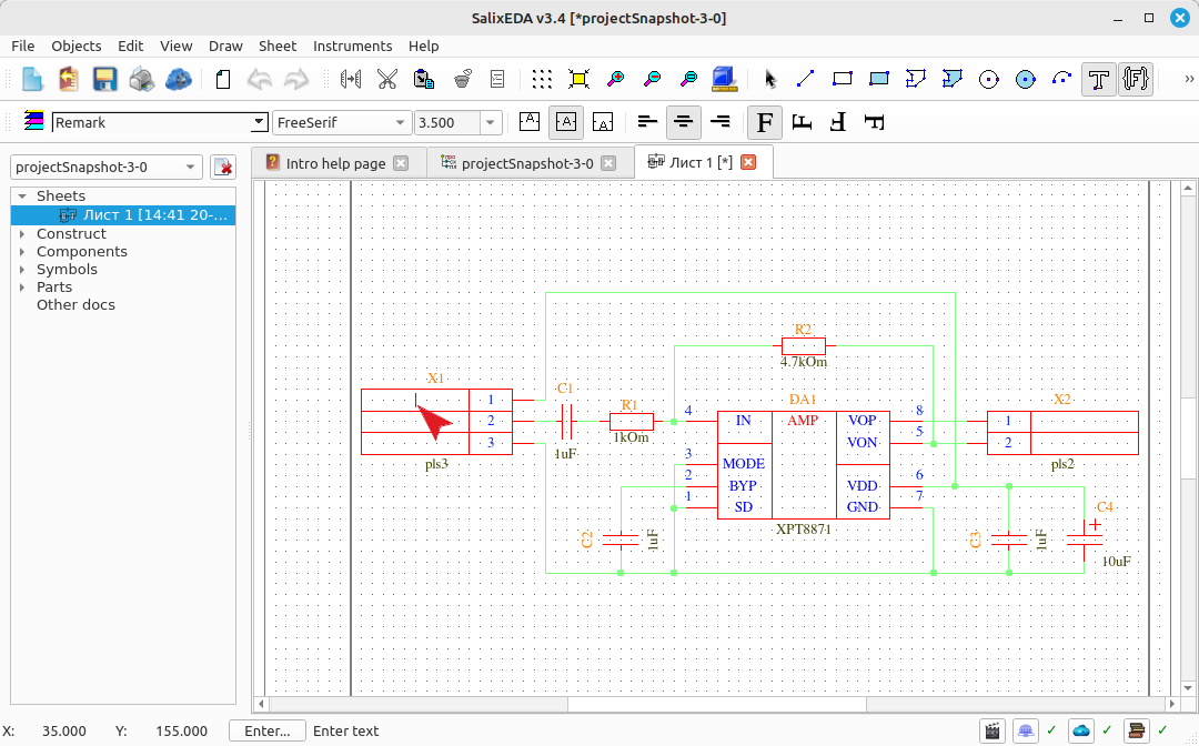 Text input location